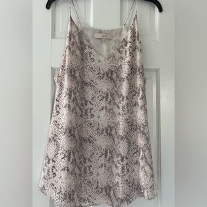 LOFT Snake Print Spaghetti Strap V-Neck Tank - Taupe and Cream XL